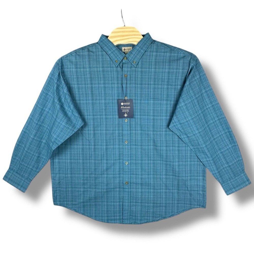 Haggar Weekender Signature Coll Navagio Bay Blue Button Down Shirt NEW  Mens XXL